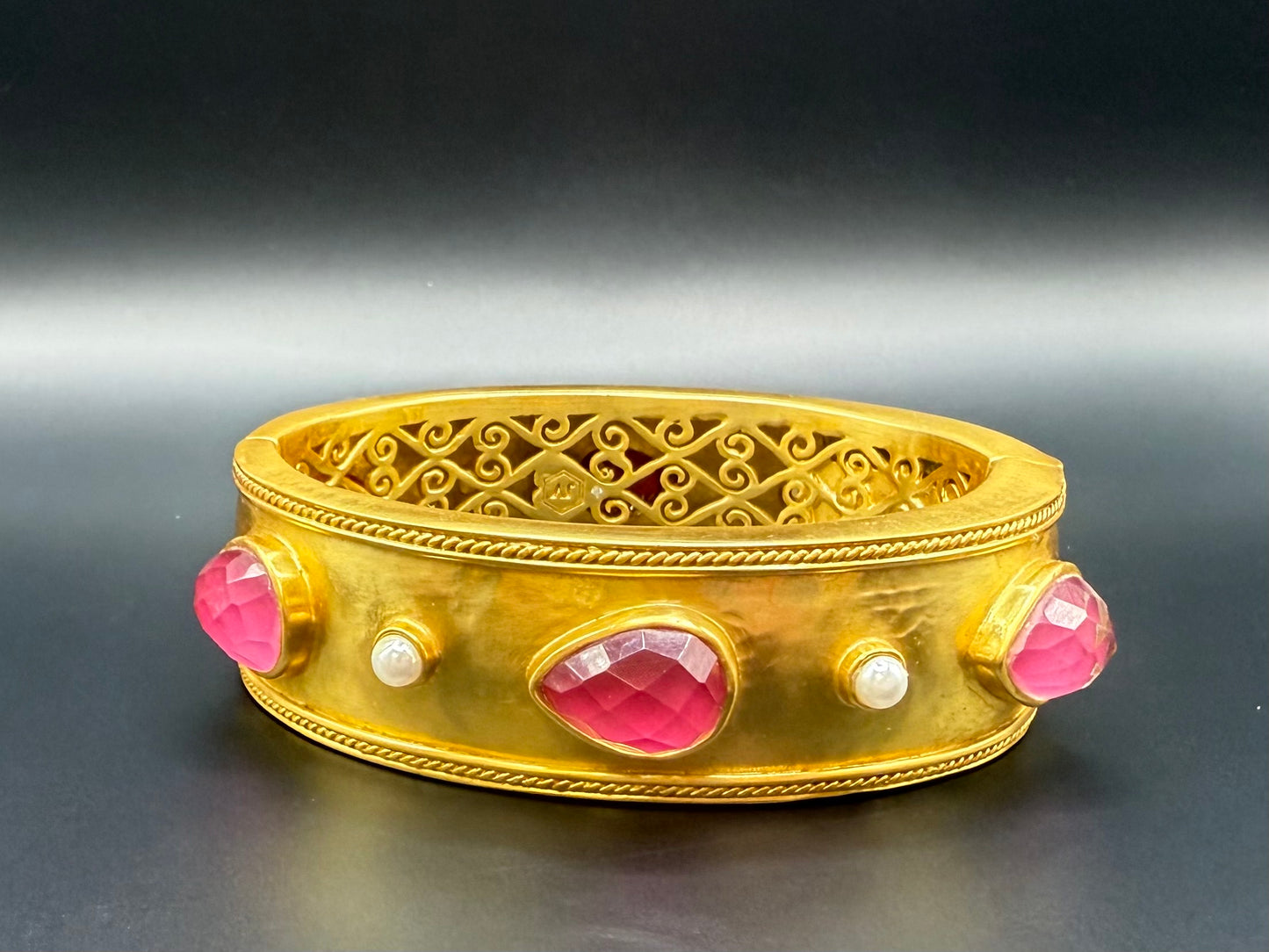 Julie Vos Cannes Statement Hinge Bangle Iridescent Raspberry