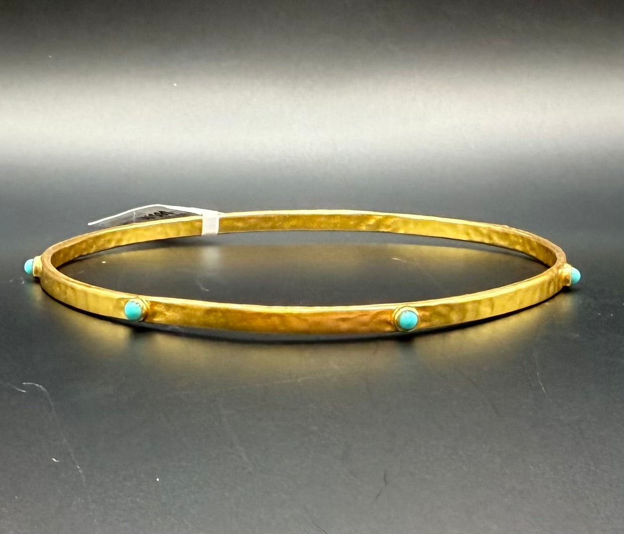 Julie Vos Cresent Stone Bangle Turquoise Blue