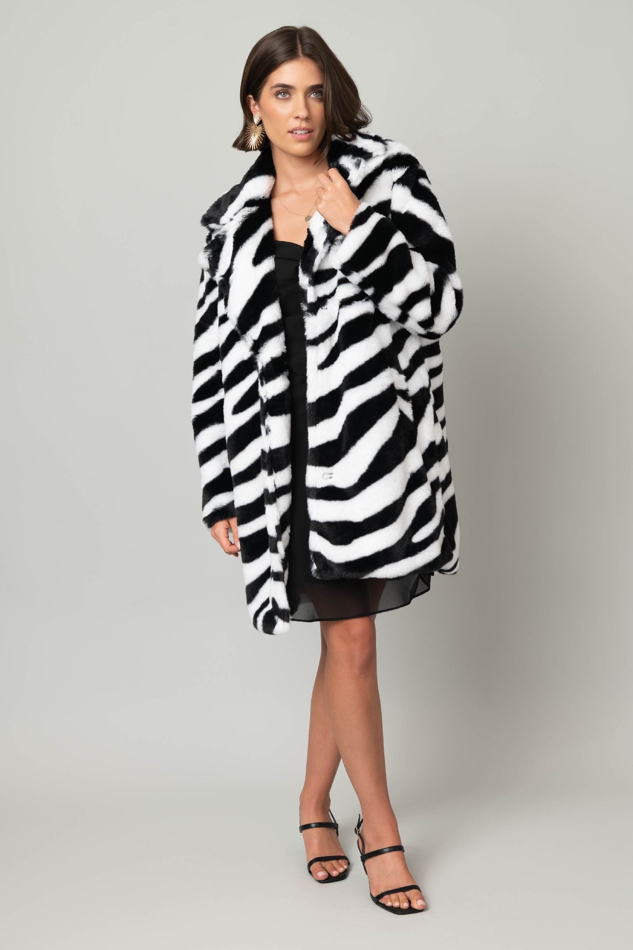 Faux Fur Lined Knee Length Coat