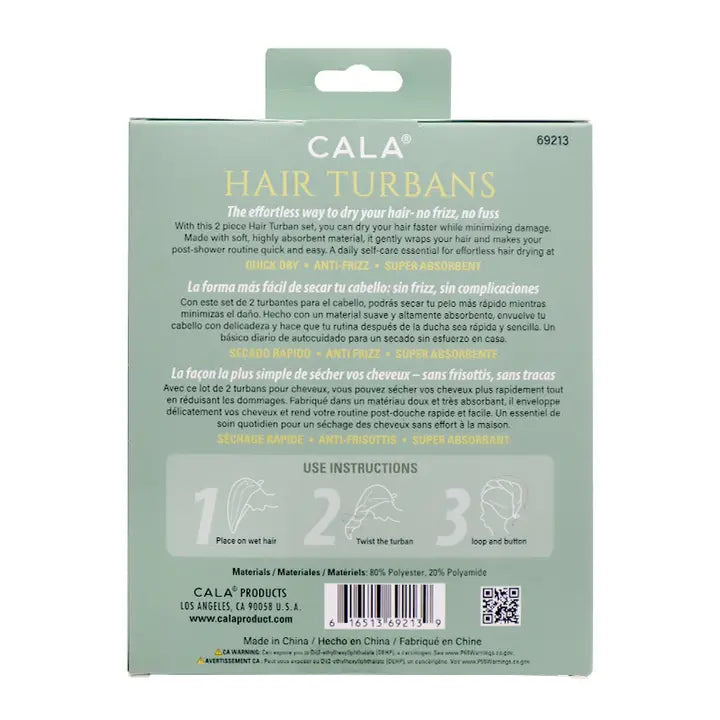 Sage Microfiber 2 Pcs Hair Turbans