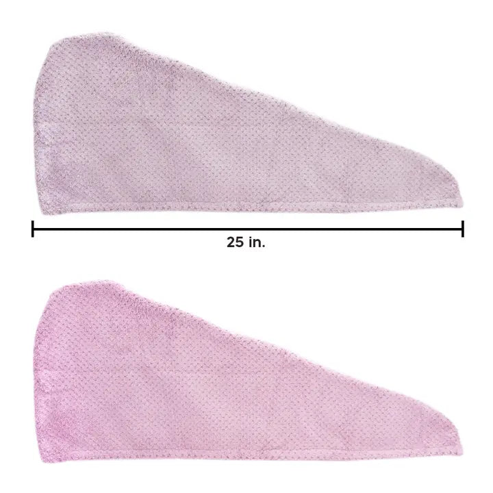 Pink Microfiber 2 Pcs Hair Turbans