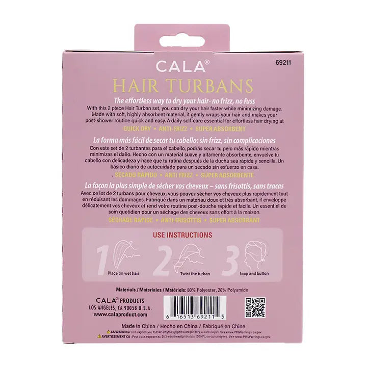 Pink Microfiber 2 Pcs Hair Turbans
