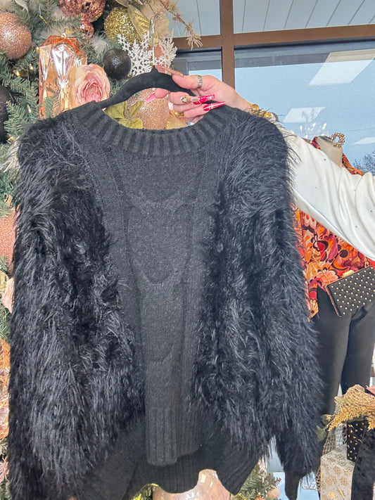 Black Eyelash Fur Sweater