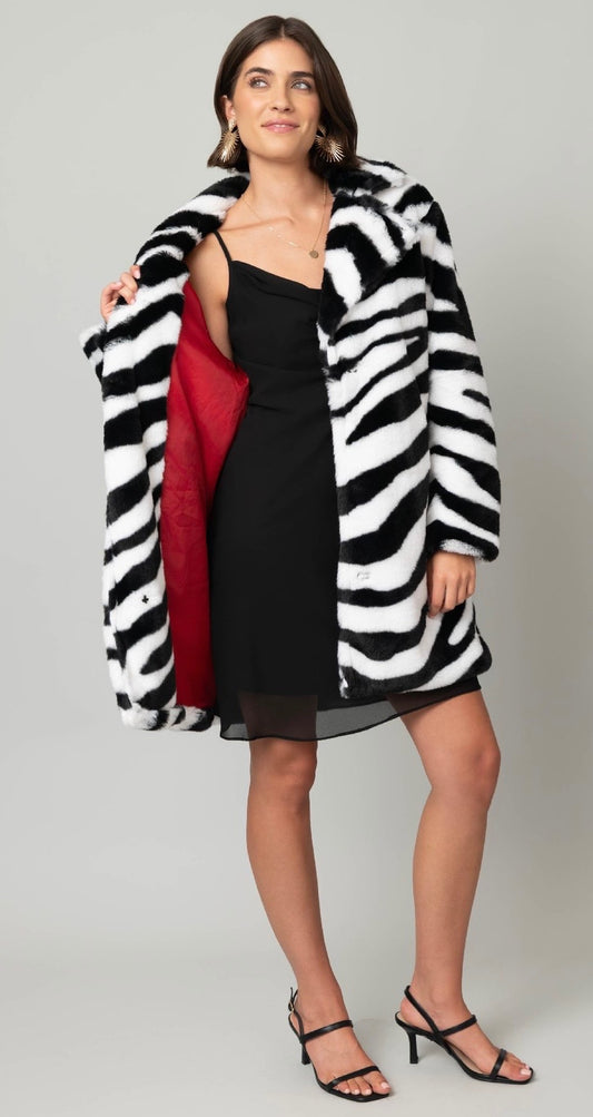 FAUX FUR LINED KNEE LENGTH COAT