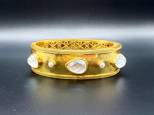 Julie Vos Cannes Statement Hinged Iridescent Clear Crystal