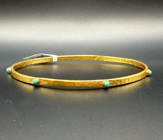 Julie Vos Cresent Stone Bangle Turquoise Blue