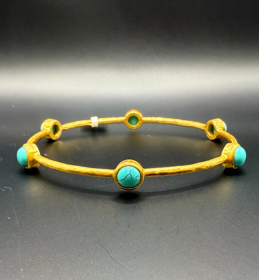 Julie Vos Milano Luxe Bangle Turquoise Blue