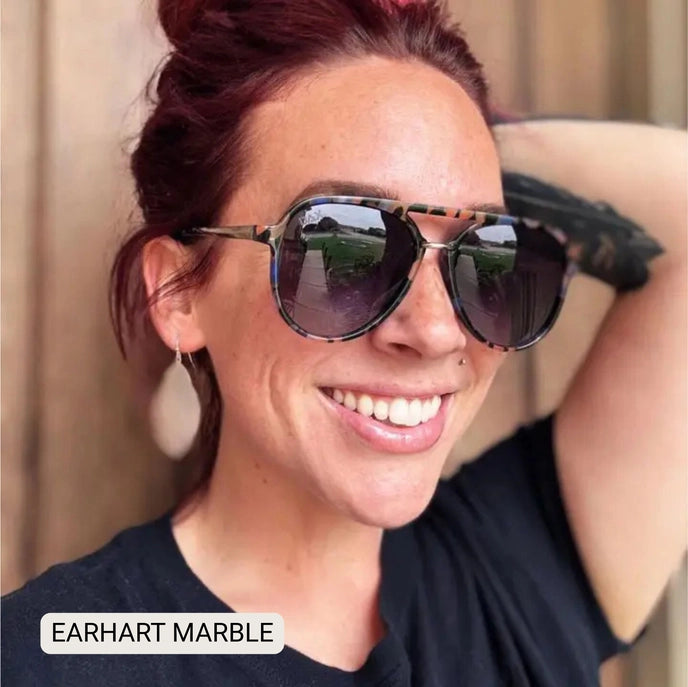 Earhart - Women’s Aviator Sunglasses–Polarized Everyday Chic Marble